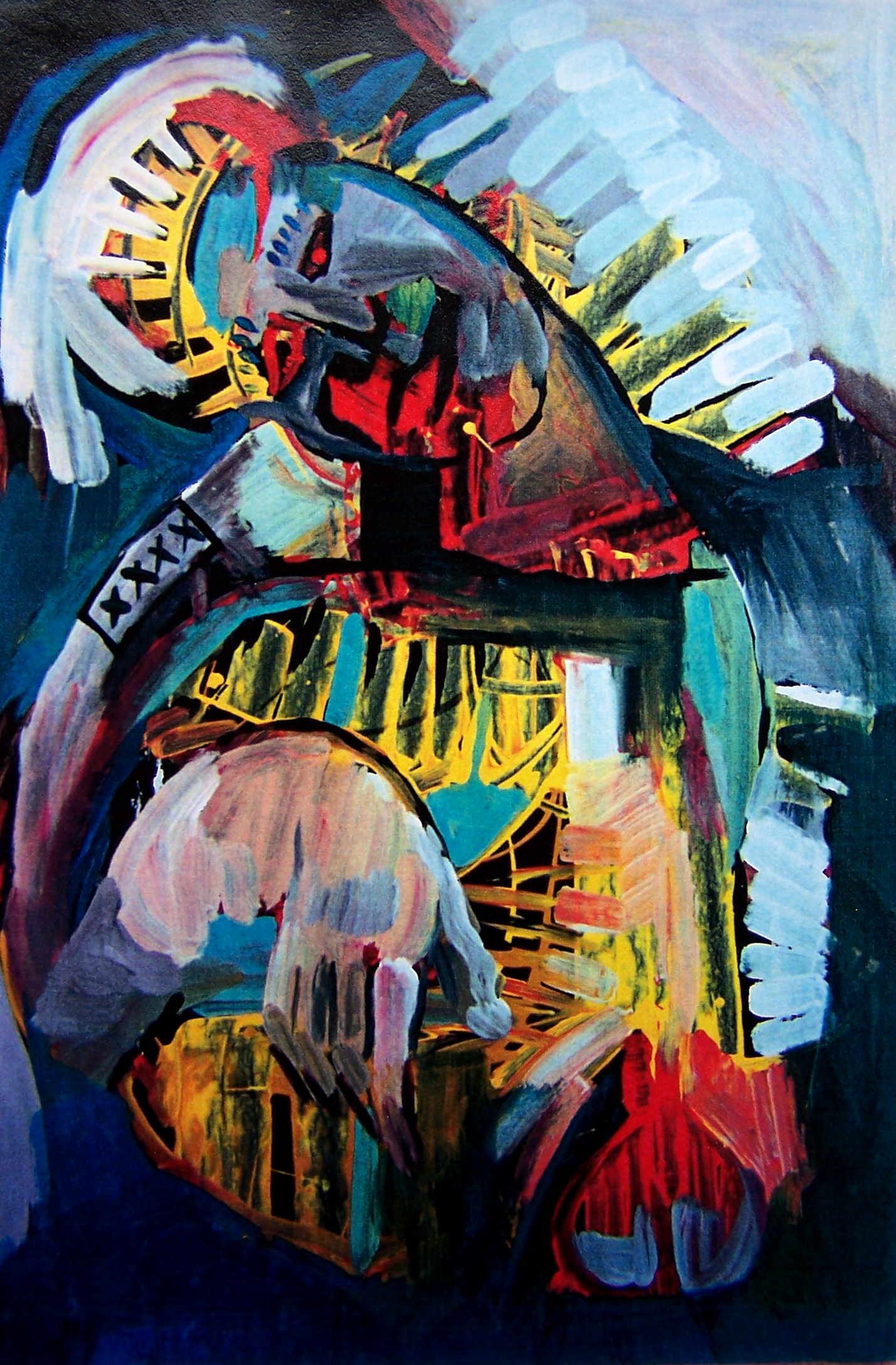 Kağıt üzerine akrilik 'Boynu Bükük Özgürlük' 100x70cm 1996